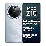 iQOO Z10 5G (Glacier Silver, 8GB RAM, 256GB Storage) | India’s Biggest Ever 7300 mAh Battery | Snapdragon 7s Gen 3 Processor | Brightest Quad Curved AMOLED Display in The Segment