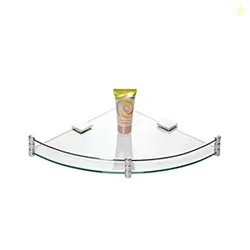 Lipka Toughened Glass Corner Round with Brass Fitted Brackets (8x8 Inc