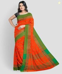 Aishani tant saree ghar Printed Tant Pure Cotton Saree(Orange)