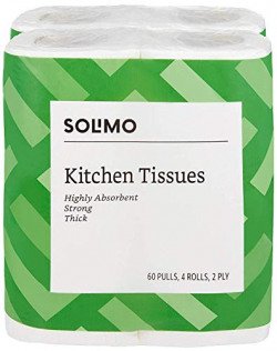 Amazon Brand - Solimo 2 Ply Kitchen Tissue/Towel Paper Roll 240 pulls