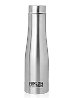 NIRLON TallBell Stainless Steel Single Wall Water Bottle/Fridge Refrigerator Bottle/ 100% Leak Proof/Office Bottle/School Bottle, 1000 ML, Set of 1