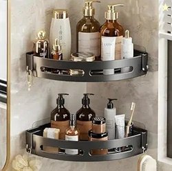 SR 2 PES Plastic Self-Adhesive Wall-Mount Bathroom Corner Shelf Rack O