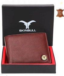 SKINBULL Men Casual, Formal Maroon Genuine Leather RFID Wallet(8 Card