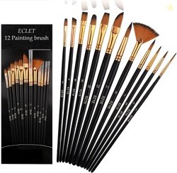 Eclet DSR Craft Painting Brushes Set of 12 Professional Round Pointed