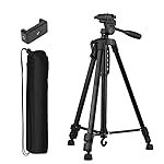 Tygot 3366 Aluminum Tripod (55-Inch), Universal Lightweight Tripod with Mobile Phone Holder Mount & Carry Bag for All Smart Phones, Gopro, Cameras