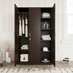 Nilkamal Willy 3 Door Wardrobe | Engineered Wood Almirah |1 Hanging Ro