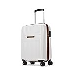 Aristocrat Atlas Cabin Trolley Bag 55cm | Small | Hard Luggage | Smooth 8-Wheel Suitcase | Secure Combination Lock with Sturdy Zipper | Full Fabric Convipack | 3-Year Warranty (Pearl White)
