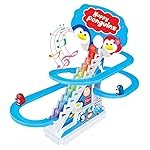 Storio Penguin Slide Track Set Toys for Kids – Penguin Stair Climbing Toys for Kids, Escalator Toy with Lights and Music with 3 Penguins