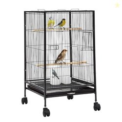 Amazon Basics 30-Inch Metal Bird Cage with Gate | Feeders, Wooden Perc