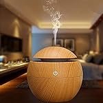 Panda Shape USB Humidifier with Light, 220ml Water Tank, Desk Tabletop Design (Round Wooden Humidifier)