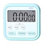 Chillyfit Blue Stopwatch Timer for Study Kitchen Large LCD Screen 24hr Digital Display Magnetic Retractable Stand Loud Alarm Stop Watch Countdown Flashing Light Study Timer for Students Cooking
