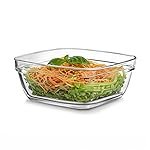 CELLO Nadir Square Stackable Bowl 1.1 Litre 17 cm | Multipurpose Clear Glass Bowl for Kitchen and Table Use