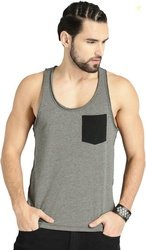 Roadster Men Solid Scoop Neck Cotton Blend Grey T-Shirt