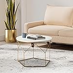Solimo Cuil Wood and Iron End Table (Golden)