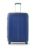 UNITED COLORS OF BENETTON Polyester Hard Shell 8 Spinner Wheels Luggage Trolley, Cargo, Emerald Plus, Navy, Large, 76 cm