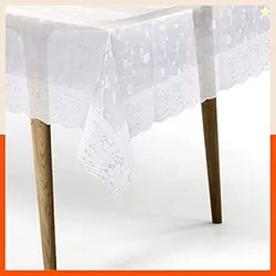 Bathla Matworks Albus Plastic Table Cover for Dining Table with White