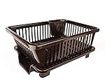 DHRUVINE Plastic Durable Kitchen Drainer Dish Rack Organizer/Drying Tray, Dish Rack with Drying Tray (Green, 45 x 32 x 18 cm, Brown)