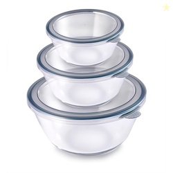 Attro Glassox Classic Mixing Bowl with lid Borosilicate Glass Bowl Mic