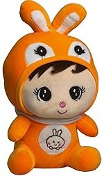 Cute Baby Girl Soft Toy 30 cm Adorable and Huggable Plush Doll for Kids Toddlers Girls Birthday Return Gift Nursery Decor Bedtime Cuddling Travel Snuggling Stuffed Toy for Comfort and Fun (Orange)