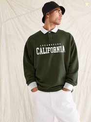 Jump Cuts Men Typography Polo Neck Cotton Blend Green T-Shirt