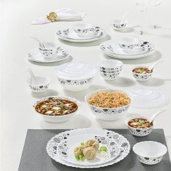 Larah by Borosil Luna Silk Series Opalware Dinner Set | 35 Pieces for
