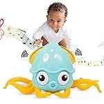 KIPA Gaming Full Fun Baby Musical Octopus Crawling Toy for Kids | Interactive Dancing Octopus with Music and LED Lights | Automatically Avoids Obstacles | Tummy Time Toy for Infants (Octopus – Blue)
