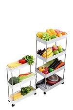 Cortina Heavy Duty Plastic Storage 2 TierShelves for Home Kitchen Garage Bathroom | Multipurpose Tiered Rack Organizer with Wheels | Strong Load-Bearing Modular Storage Unit | 46x18x48
