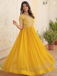 Wedani Women Ethnic Motifs Embroidered Sequinned Georgette Anarkali Ku