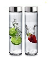 Raawan Glass Water Bottles, Glass Fridge Water Bottle with Steel Cap,