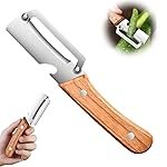 2-in-1 Kitchen Peeler with Bottle Opener Handle, Stainless Steel Blade with Wooden Grip, 19 cm Length, 1 Piece
