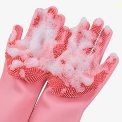 Abgrow Magic Silicone Dish Washing Gloves Wet and Dry Glove Set(Free S