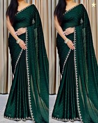 Jufilox Printed Daily Wear Art Silk Saree(Green)