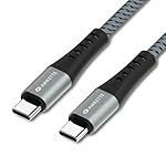 Amkette ChargePro 100W USB Type C to C Cable | Ideal for Laptop Charging | 1.5M Durable Braided Cable with Silicone Reinforced Connectors | Super Fast Data Transfer | Mobile & Laptop Compatible