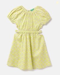 UNITED COLORS OF BENETTON Floral Print Round-Neck Fit & Flare Dress
