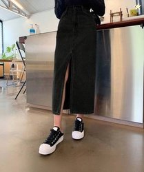 KOTTY Women Solid Straight Black Skirt