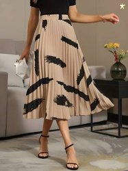 OTABU Women Printed A-line Beige Skirt