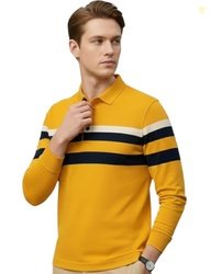 Mens Polo Neck Cotton Blend Full Sleeve T-Shirt Red