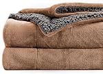 BSB HOME Polyester Micromink Summer Ac/Mild Winter/Heavy Winter Sherpa Blanket Super Soft Flannel Solid/Plain, Beige & Grey, Size 220 X 228 Cms (Double), 200 TC
