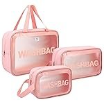 NFI essentials Pack of 3 Transparent Washbag Pouch, Makeup Pouch for Women Cosmetic Organizer Bag Travel Makeup Bag Portable Carry Toiletry Storage Bag Pouch for Girls