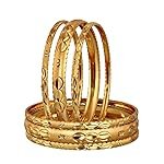 Lucky Jewellery Gold Plated Designer Golden Color Traditional Ethnic 6 Pcs. Bangles Set for Women (274-J1BG-614C-6-PARENT)