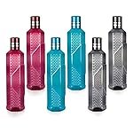 Homeor Unbreakable Plastic Water Bottle I Leak Proof I BPA Free Food Grade Fridge Water Bottle I Ideal for Gym, Office, Home, Travel, College, Easy to Clean, 1 Litre Each, Set of 6, Assorted