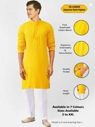 SG LEMAN Men Cotton Blend Kurta Pyjama Set