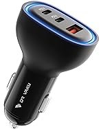 DR VAKUÂ® 100W Car Charger Fast Charging Triple Port Dual 2X Type C PD PPS + QC 3.0 USB Car Mobile Laptop Adapter for iPhone 17/16/15/14/13 etc, Samsung All Series, Tablets, & Android Smartphones