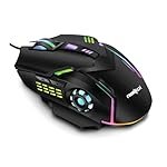 FRONTECH Wired Gaming Mouse, 6 Key RGB Backlit Effect| 7 LED Lighting| USB Plug & Play| 3600 DPI| for PC/Desktop/Mac/Laptop, 1-Year Warranty (MS-0050, Black)
