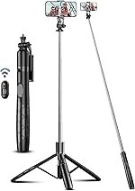 Bouncefit R1L Extra Long Extendable Selfie Stick with Wireless Bluetooth Remote and Tripod Stand, Rechargable LED Light, Compatible with iPhone/OnePlus/Samsung/Oppo/Vivo/Xiaomi and All Phones (180Cm)