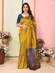 Sidhidata Woven Kanjivaram Silk Blend Saree(Multicolor)