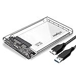 Frontech 2.5 Inch SATA SSD/HDD Enclosure with Transparent Case, USB 3.0, High-Speed Data Transfer, Tool-Free Installation, Supports Up to 6TB (NC-0034)