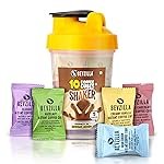 Bevzilla Instant Coffee Cubes & Bottle Pack With 10 Coffee Cubes (2 Cubes Each Flavour) | Hazelnut, Classic, Belgian Chocolate, Irish Cream & Creamy Vanilla | BPA Free Shaker 500 Ml Leak Proof