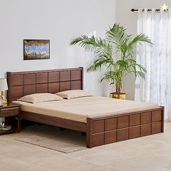 Home Centre Denis King Bed |Solid Wood King Bed| (Brown) |1 Year Warra