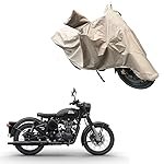 Oshotto Dust and Water Proof Double Mirror Pocket X1 Bike Body Cover Compatible with Royal Enfield Classic Stealth (Brown)